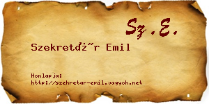 Szekretár Emil névjegykártya
