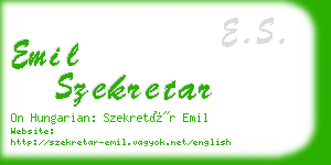 emil szekretar business card